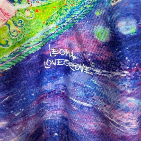 Leoma Lovegrove Womens V-Neck Top Sz XL Anchor Artwork Asymmetrical Hem - Picture 4 of 9